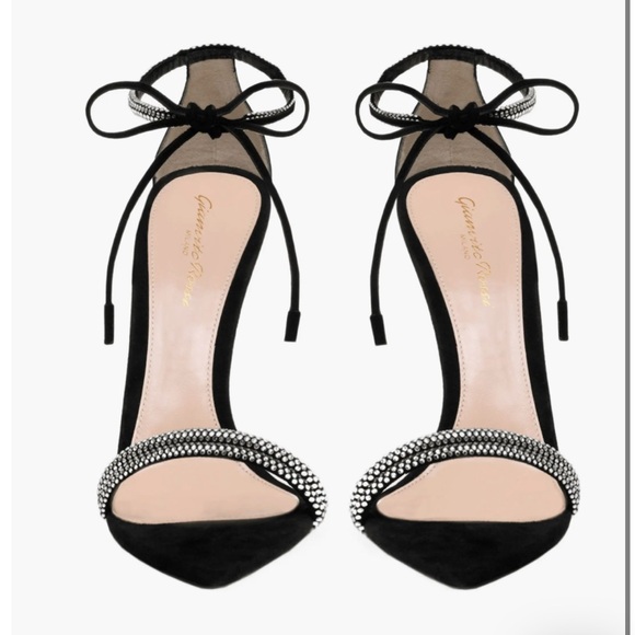 $1295 Gianvito Rossi MONTECARLO Black Heels with Crystal Embellishments size 42 - Picture 2 of 8